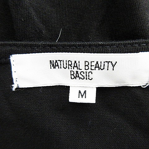 ナチュラルビューティーベーシック NATURAL BEAUTY BASIC ブラウス カットソー 半袖 ドレープネック 薄手 無地 M 黒 レディース_画像6