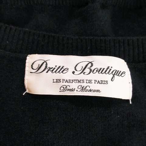 ドリッテ DRitte Boutique Dress Museum ワンピース ミニ 半袖 異素材 ニット 切替 フェイクレイヤード とろみ感 バイカラー F 黒 ブラック_画像6