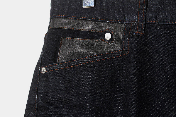 HERMES エルメス レザーポケットジーンズ スリムデニムパンツ 38