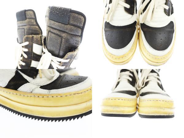  Rick Owens Rick Owens 2009 GEO DUNK SNEAKERS GEOBASCKET the first period te -stroke roi leather geo Dunk geo basket black 42 used *A