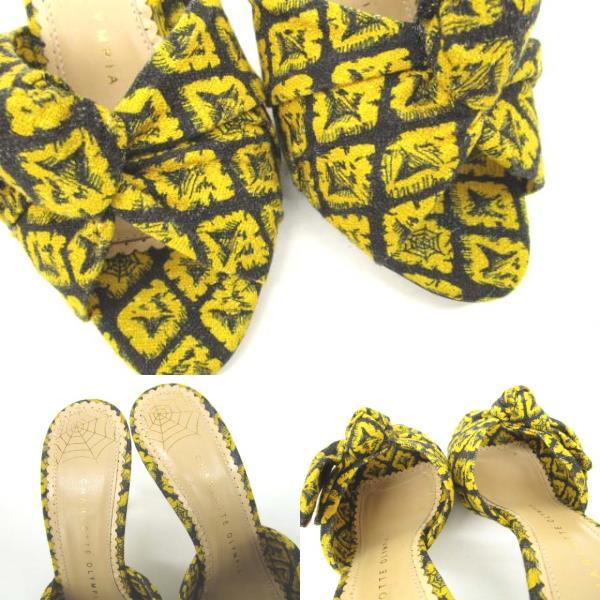  Charlotte o Lynn Piaa CHARLOTTE OLYMPIA LOLA mules sandals PRICKLY PINEAPPLE PRINT yellow 35 lady's 