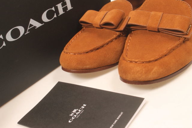 コーチ COACH ローファー スエード リボン 22.5 茶 ブラウン /yy0521 レディース 【ベクトル 古着】_画像9