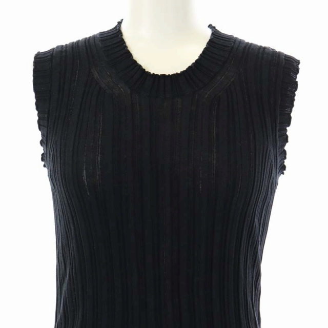 アンフィル unfil high twist cotton ribbed-knit sleeveless top ハイウエストコットンリブ カットソー ノースリーブ 1 黒 ブラック_画像4