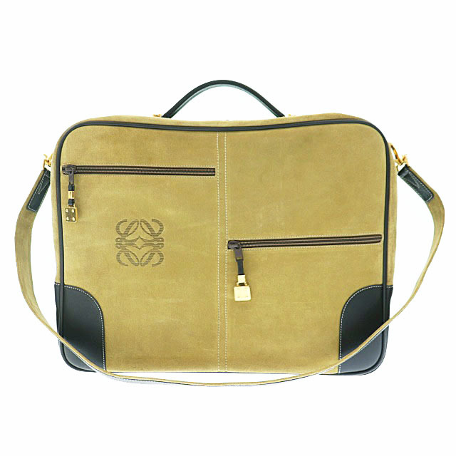 LOEWE ロエベ アマソナ36 ハンドバッグ 本革レザー スエード ブラウン-