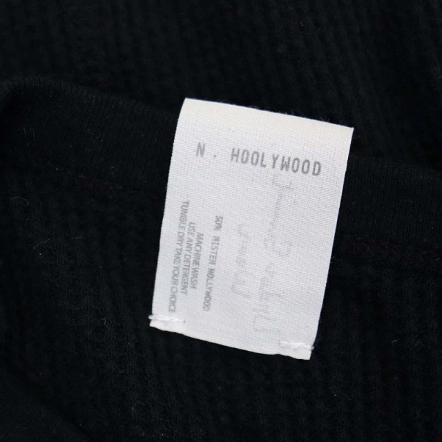 ミスターハリウッド N.HOOLYWOOD 5RCH CREW NECK LONG SLEEVE サーマル カットソー Tシャツ 長袖 ワッフル 38 黒 ブラック_画像3