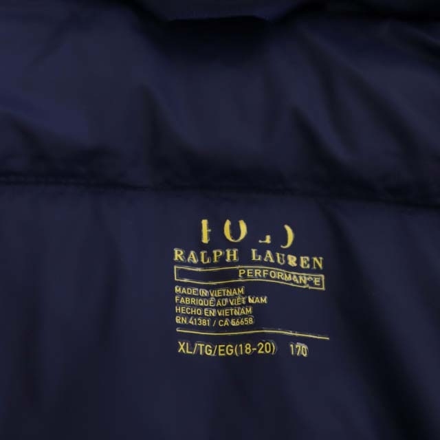 ポロ ラルフローレン POLO RALPH LAUREN ダウンジャケット アウター 総裏地 ジップアップ XL 170 紺 ネイビー /CM ■OS キッズ_画像8