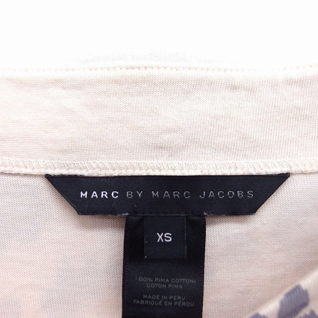 マークバイマークジェイコブス MARC by MARC JACOBS 国内正規品 プリント カットソー 半袖 ヒョウ柄 ライン 綿 XS ベージュ /FT レディース_画像3