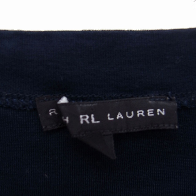 アールエルラルフローレン RL RALPH LAUREN 国内正規品 カットソー Tシャツ 半袖 ボートネック 無地 M ネイビー 紺 /FT47 レディース_画像3