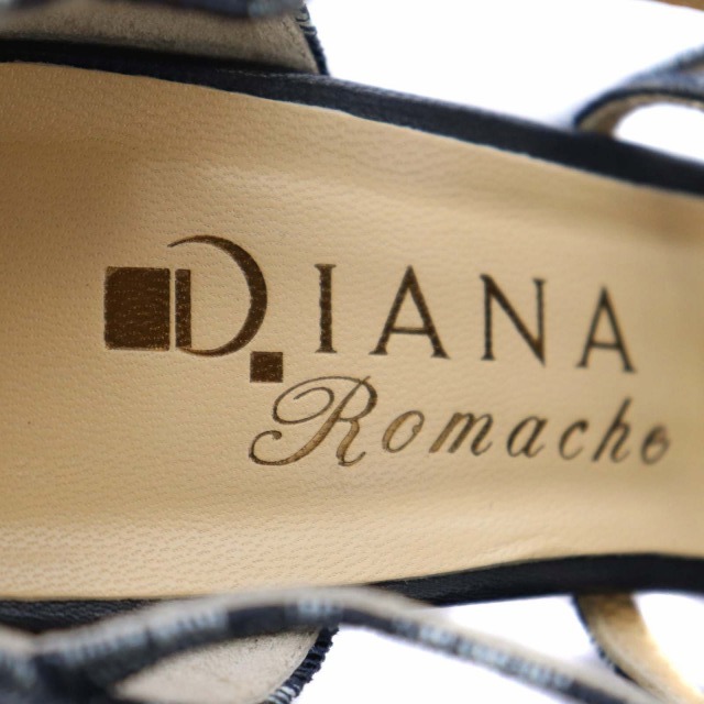 ダイアナ DIANA ロマーシュ Romache ストラップパンプス ハイヒール チャンキーヒール ラウンドトゥ レザー 23cm 青 ブルー 茶 ブラウン /Iの画像7