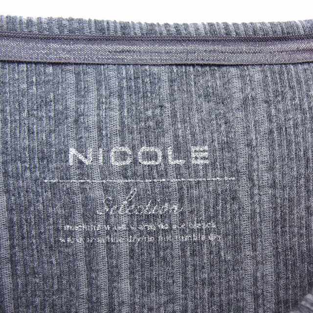 ニコルクラブ NICOLE CLUB selection カットソー Tシャツ Vネック リブ コットン混 ストレッチ 長袖 46 グレー /NT25 メンズ_画像3