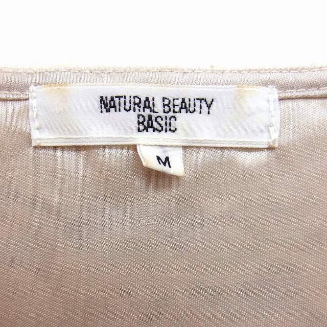 ナチュラルビューティーベーシック NATURAL BEAUTY BASIC レース ブラウス シャツ 長袖 ラウンドネック M ベージュ /FT11 レディース_画像3