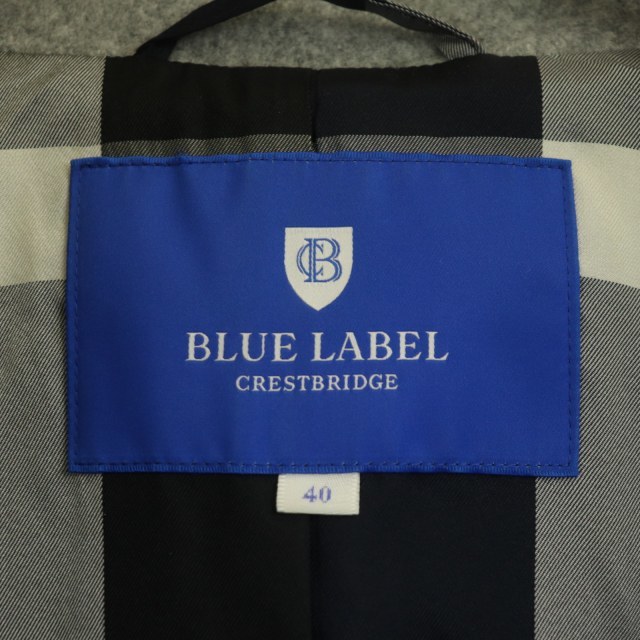 ブルーレーベルクレストブリッジ BLUE LABEL CRESTBRIDGE ピーコート ダブルボタンコート アウター ロング 40 グレー レディース_画像3