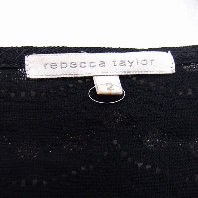 レベッカテイラー rebecca taylor ワンピース Aライン 膝丈 ペチコート 刺繍 フリル ラメ混 切替チュール 花柄 綿混 2 黒 /HT3 レディース_画像3