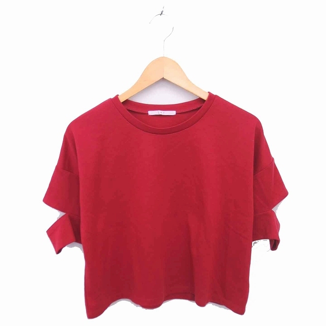 ケイビーエフ KBF アーバンリサーチ Tシャツ カットソー 丸首 袖スリット 半袖 ONE 赤 レッド /TT20 レディース_画像1