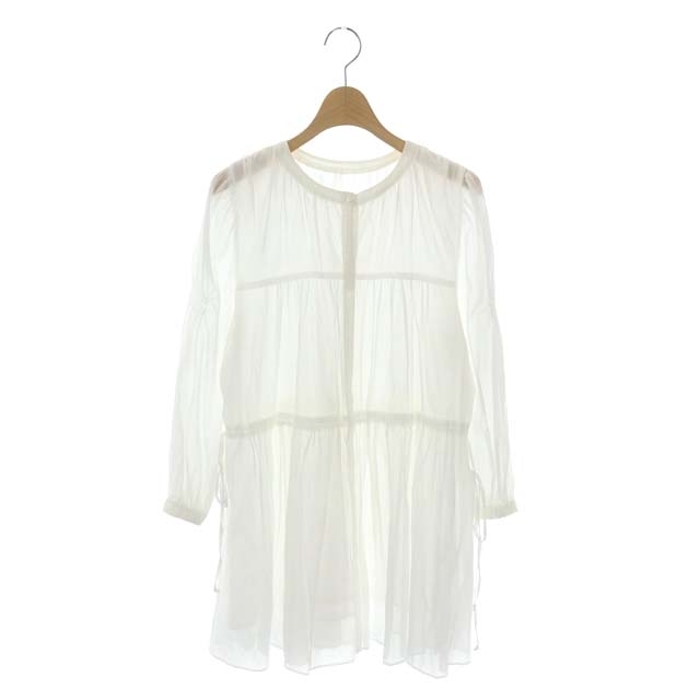  my Strada Mystradatia-do tunic blouse long sleeve flair ratio wing tailoring 36 white white /CM #OS lady's 