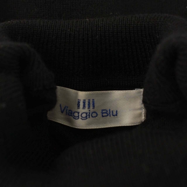 ビアッジョブルー Viaggio Blu ニット カットソー タートルネック 半袖 ウール 2 M 黒 ブラック /DK レディース_画像6
