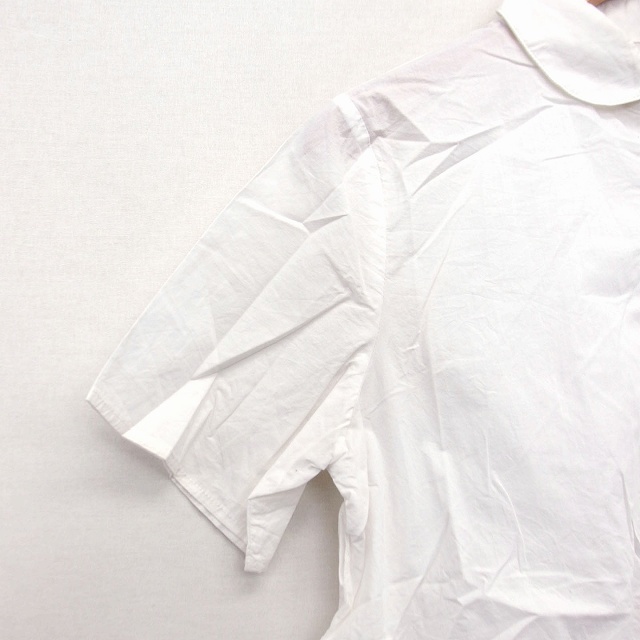 メルロー merlot シャツ ブラウス チュニック 無地 シンプル チャイナボタン 半袖 ラウンドカラー コットン 綿 FREE 白 /HT11 レディースの画像5