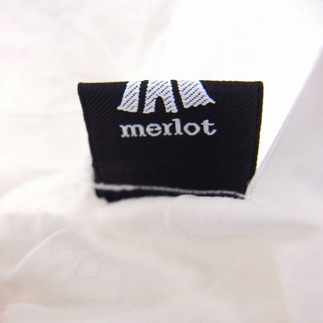 メルロー merlot シャツ ブラウス チュニック 無地 シンプル チャイナボタン 半袖 ラウンドカラー コットン 綿 FREE 白 /HT11 レディースの画像3