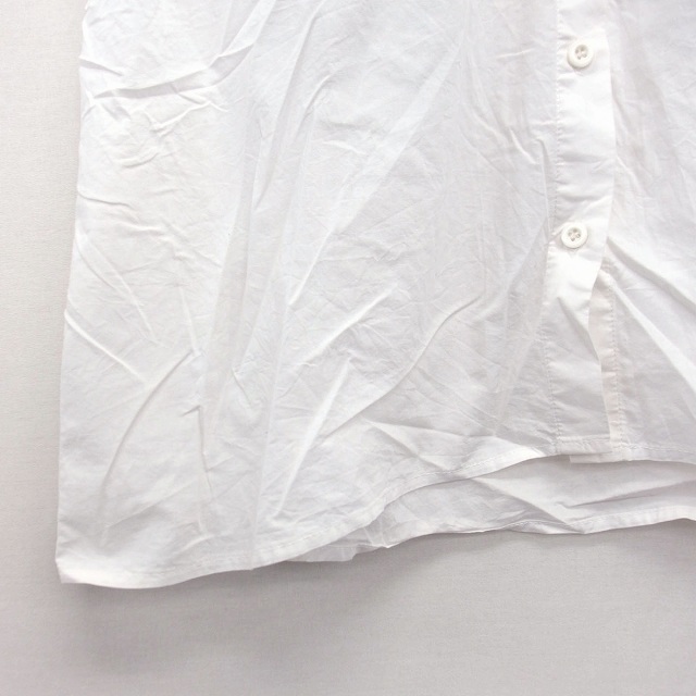メルロー merlot シャツ ブラウス チュニック 無地 シンプル チャイナボタン 半袖 ラウンドカラー コットン 綿 FREE 白 /HT11 レディースの画像6