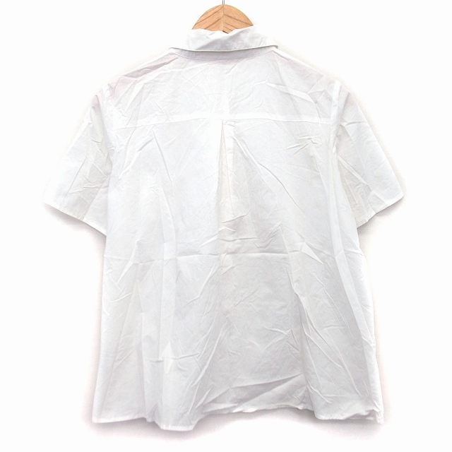 メルロー merlot シャツ ブラウス チュニック 無地 シンプル チャイナボタン 半袖 ラウンドカラー コットン 綿 FREE 白 /HT11 レディースの画像2