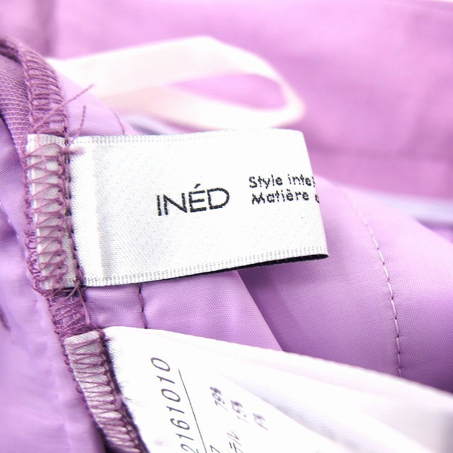  Ined INED pants tapered center Press linen. cotton . Zip fly plain 7 lavender /NT10 lady's 