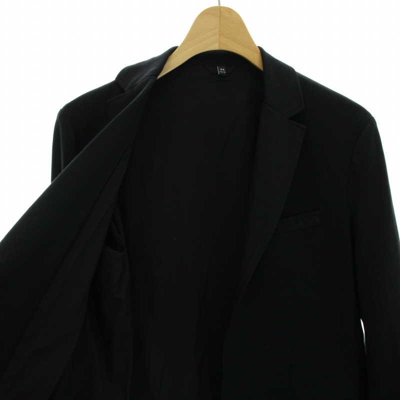 エンポリオアルマーニ ジャージーシングルブレストジャケット テーラードジャケット 2B イーグルロゴ刺繍 14A 166cm 黒 キッズ_画像3