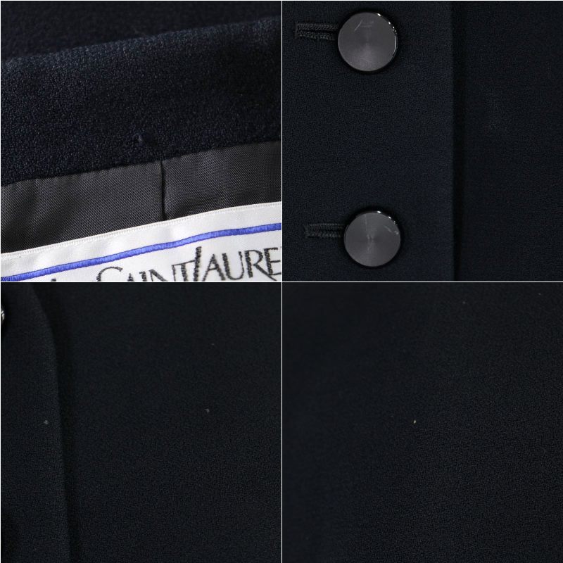 イヴサンローラン セットアップ 上下 ノーカラージャケット タイトスカート ミモレ ロング 9A3 M 007A3 S 紺 ネイビーの画像9