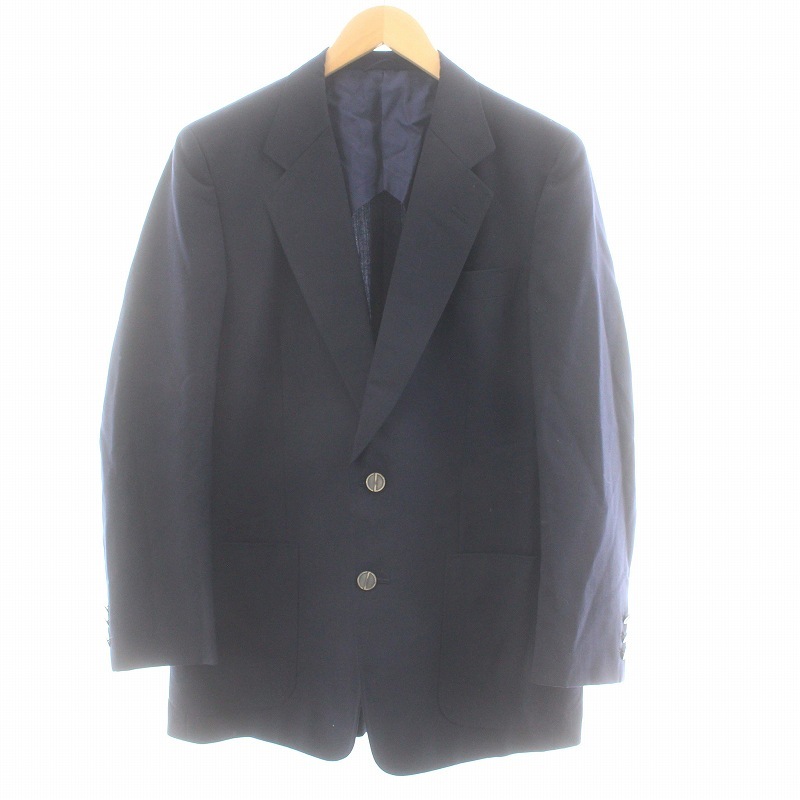 Christian Dior MONSIEUR テーラードジャケット ブレザー ヴィンテージ 2B サイドベンツ 肩パッド 背抜き ネーム刺繍 175-96-82 L 紺