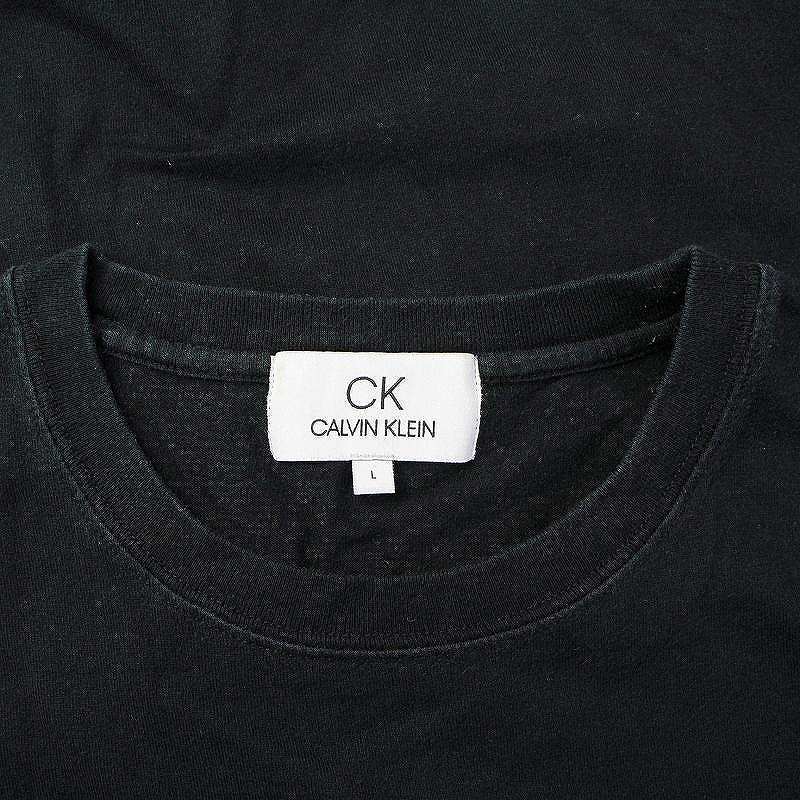 カルバンクライン CALVIN KLEIN Ｔシャツ カットソー 半袖 クルーネック ライン L 黒 ブラック /UY33 ■GY09 メンズ_画像3