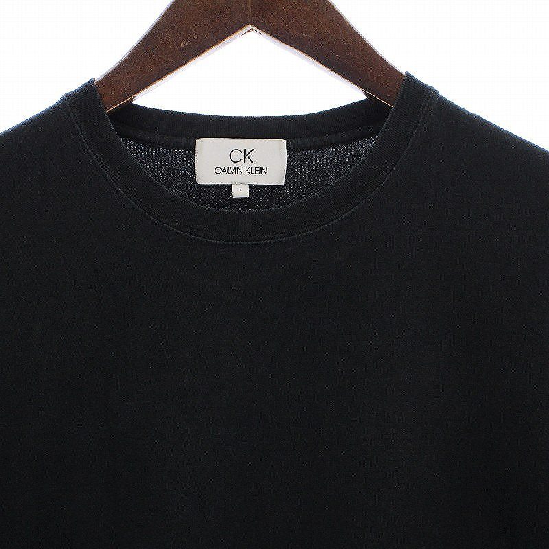 カルバンクライン CALVIN KLEIN Ｔシャツ カットソー 半袖 クルーネック ライン L 黒 ブラック /UY33 ■GY09 メンズ_画像4