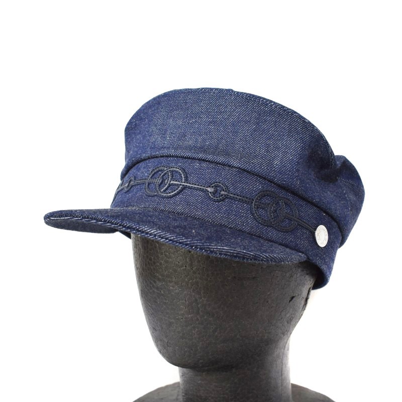 エルメス HERMES Cabourg Cliquetis cap キャスケット キャップ 帽子 デニム 57 インディゴ 紺 ネイビー レディース_画像1