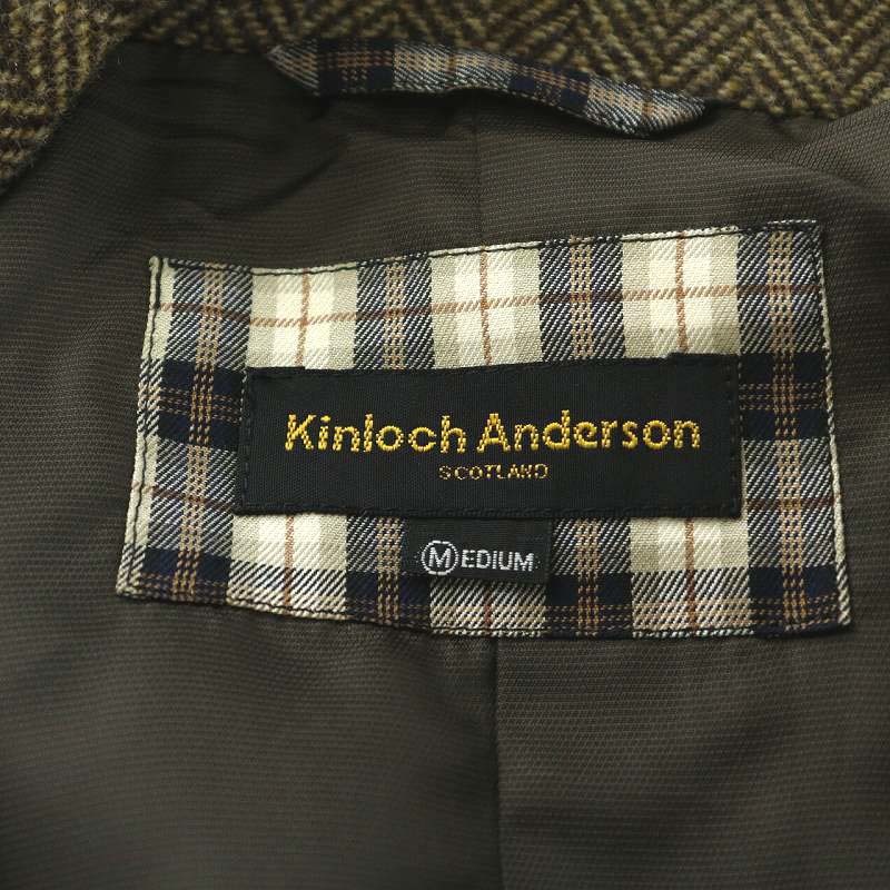 キンロックアンダーソン Kinloch Anderson テーラードジャケット ウール シングル ヘリンボーン M カーキ /AN19 ■GY09 メンズ_画像3