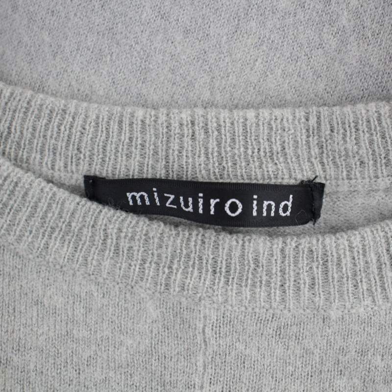 ミズイロインド mizuiro ind ニット ワンピース 長袖 ひざ丈 クルーネック ウール ナイロン F グレー /BM レディース_画像4