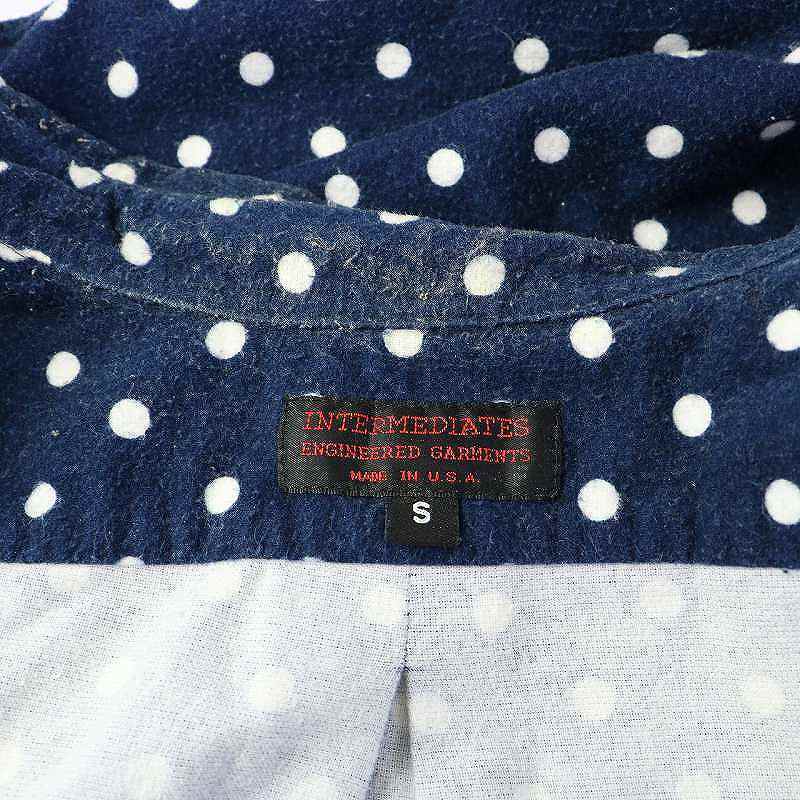 エンジニアードガーメンツ Engineered Garments INTERMEDIATES USA製 フランネルシャツ 長袖 レギュラーカラー ドット S 紺 ネイビー_画像3
