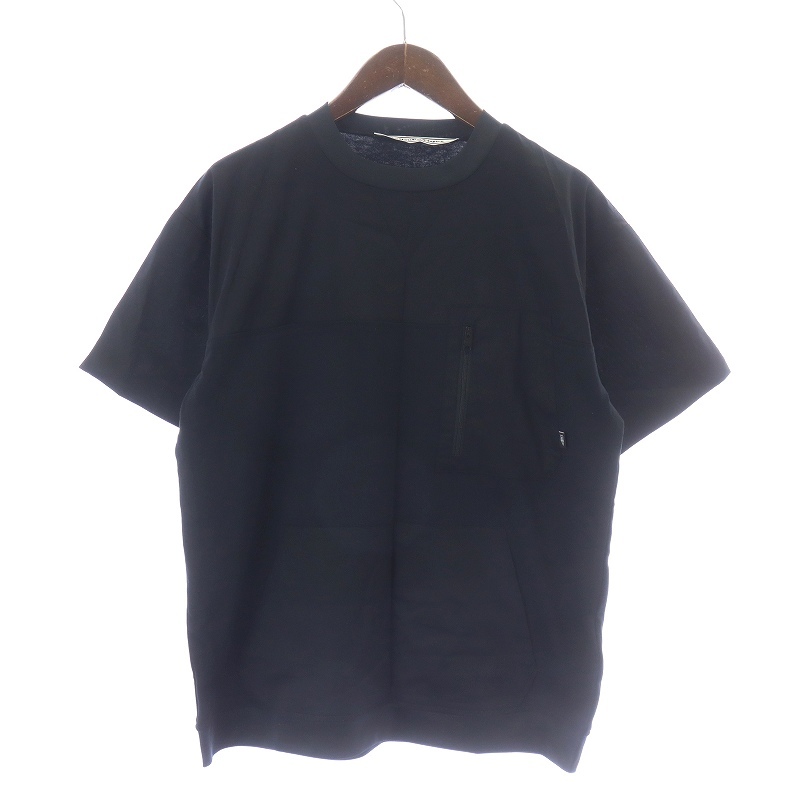 オニツカタイガー Onitsuka Tiger SS TOP Tシャツ カットソー 半袖 クルーネック 切替 S 黒 ブラック 2181A625 /NW16 メンズ_画像1