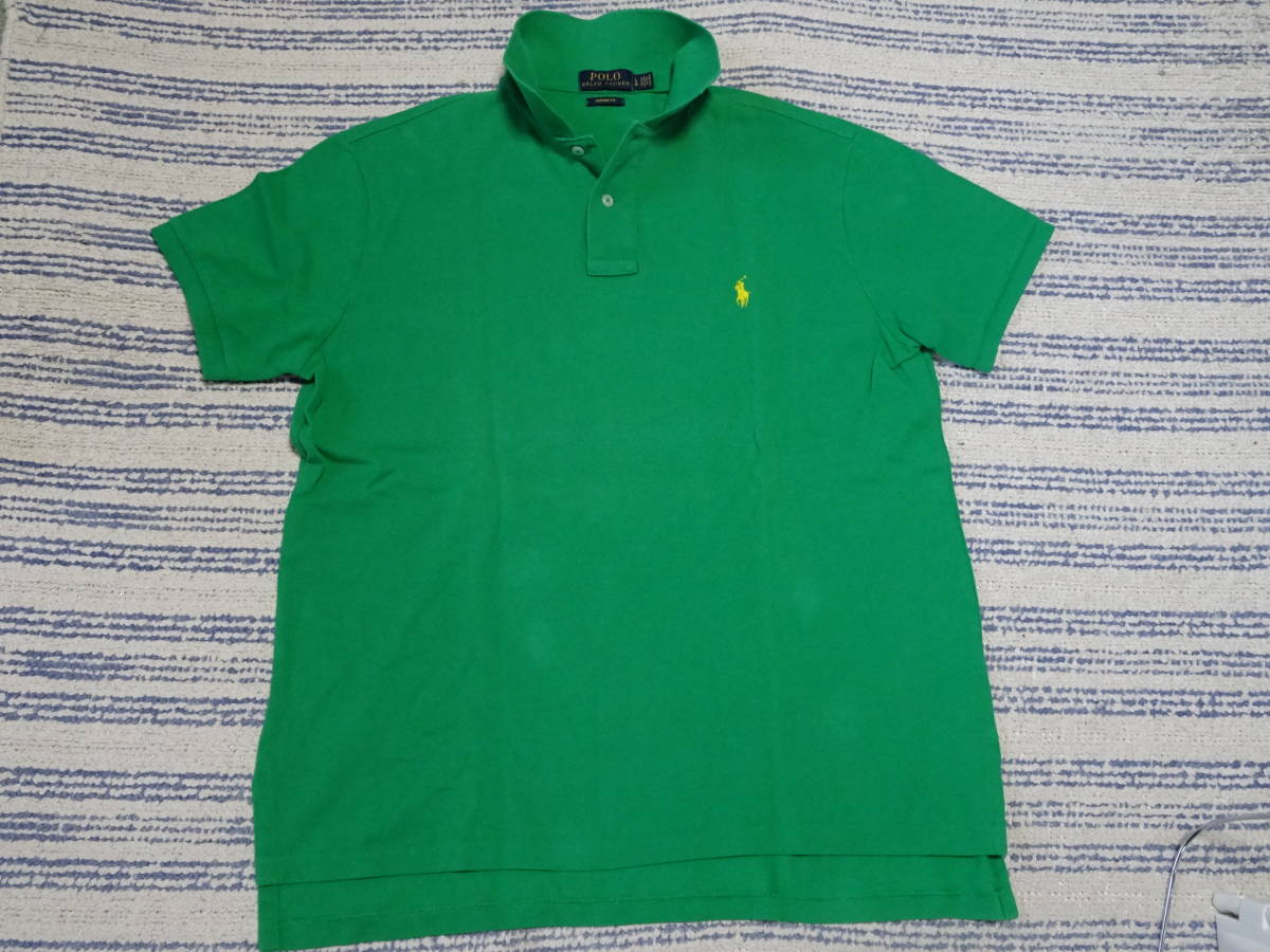 471 POLO RALPH LAUREN ポロラルフローレン  定番ポロシャツ SizeＸＬ グリーン 美品中古の画像1
