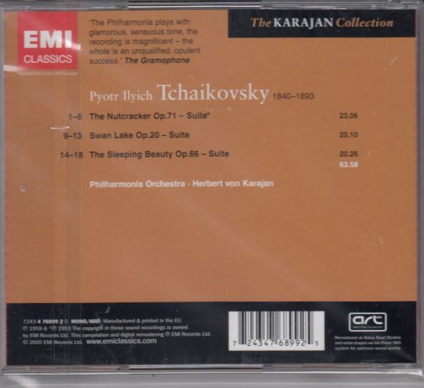 [CD/Emi]チャイコフスキー:「くるみ割り人形」組曲Op.71&「白鳥の湖」組曲Op.20他/H.v.カラヤン&フィルハーモニア管弦楽団 1952-1959_画像2