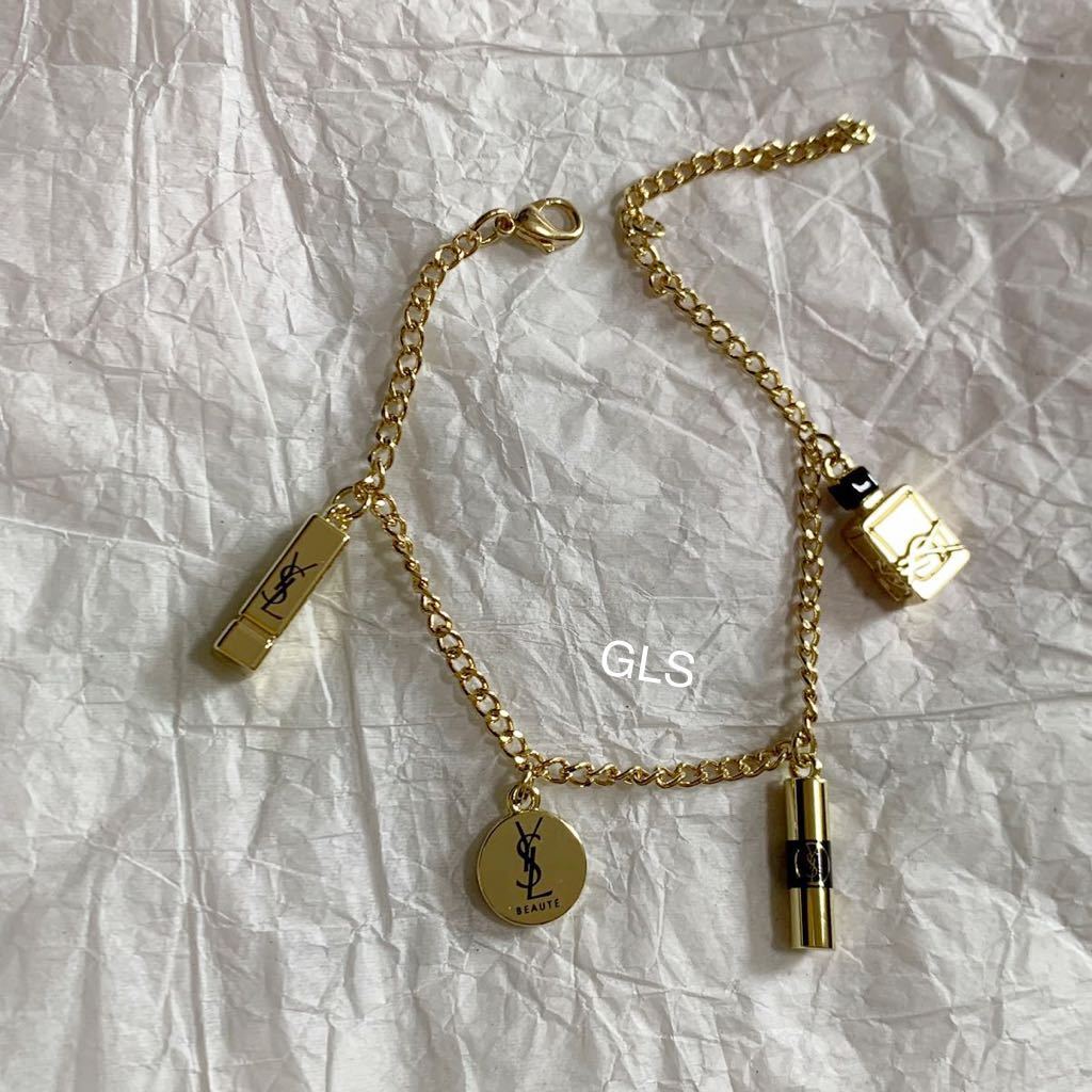 【極美品】YSL イヴサンローラン ロゴブレスレット ゴールド 激レア 新品本物 イヴサンローラン チャーム付 ブレスレット