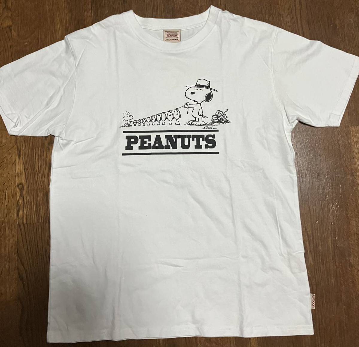 OUTDOOR PRODUCTS アウトドアプロダクツ PEANUTS WHITE 半袖Tシャツ スヌーピー_画像1