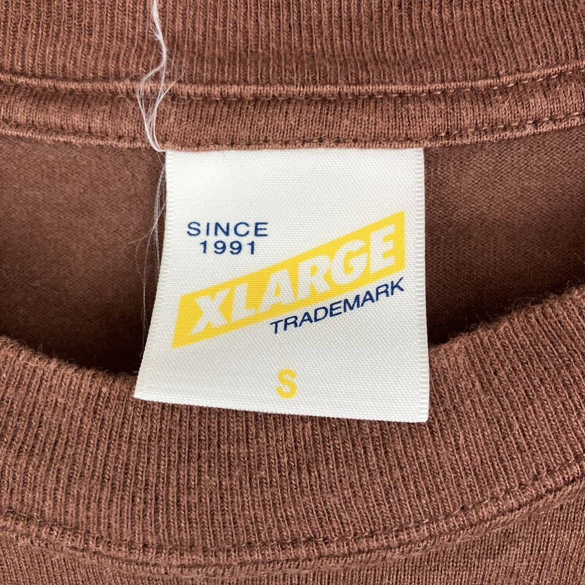 XLARGE エクストララージ 半袖 Tシャツ メンズ S 茶 ブラウン プリント ロゴ 90年代 LA アメカジ ストリート カジュアル ゴリラ ウェア_画像4