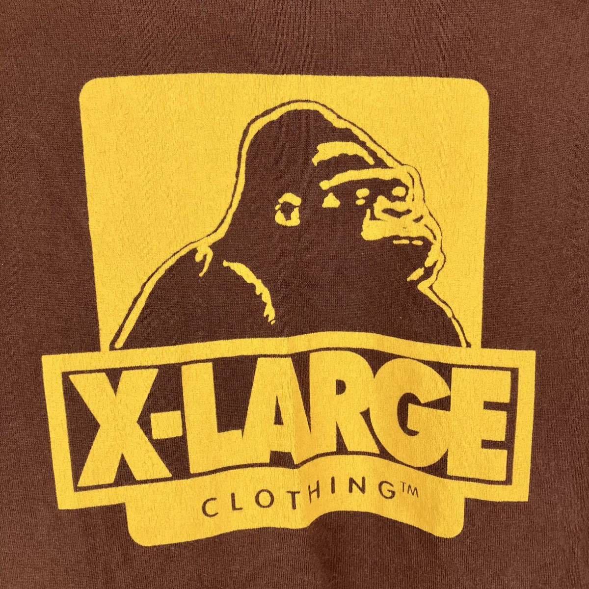 XLARGE エクストララージ 半袖 Tシャツ メンズ S 茶 ブラウン プリント ロゴ 90年代 LA アメカジ ストリート カジュアル ゴリラ ウェア_画像3