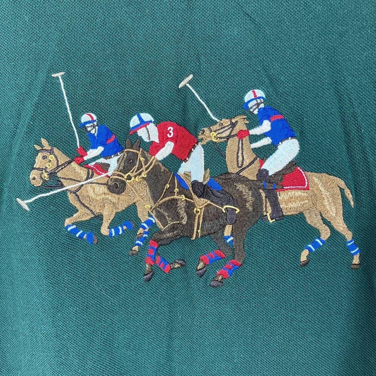 POLO RALPH LAUREN ラルフローレン 半袖 ポロシャツ レディース M 緑 グリーン 刺繍 カジュアル golf ゴルフ ウェア ビッグポニー