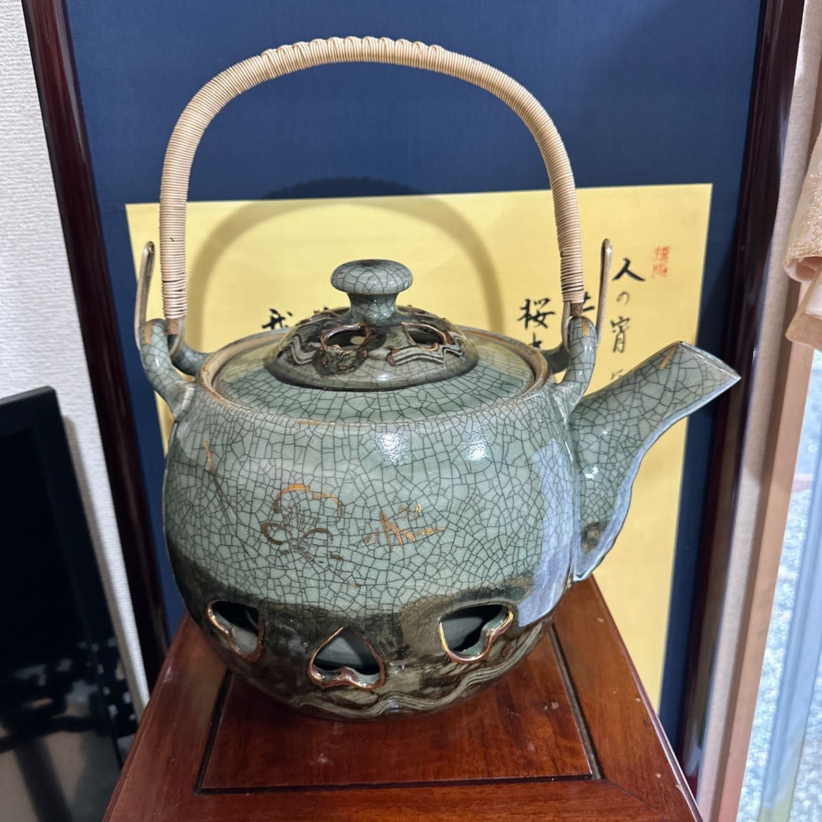 相馬焼　特大　 二重焼　茶壺　急須 茶道具