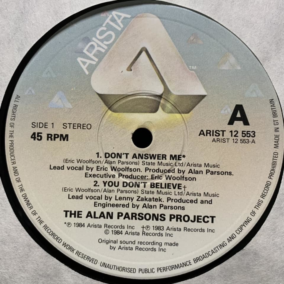 ◆ The Alan Parsons Project Don't Answer Me ◆12inch UK盤　ベストヒットUSA系!_画像2