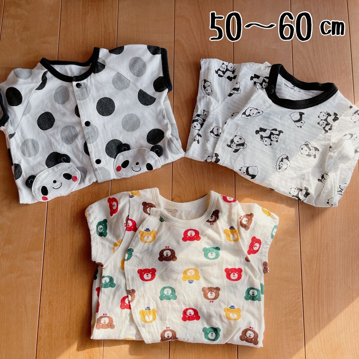 50〜60㎝ ロンパース 3枚まとめ売り ベビー服 半袖ロンパース|PayPayフリマ