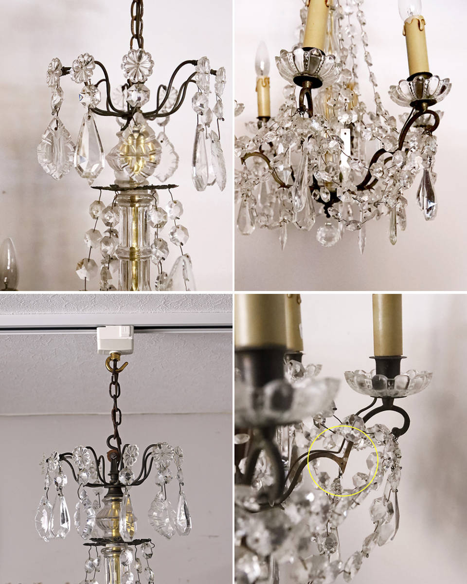 jf00866. country * France antique * lighting 6 light glass Drop chandelier pendant light hanging lowering sealing crystal store lighting electric 