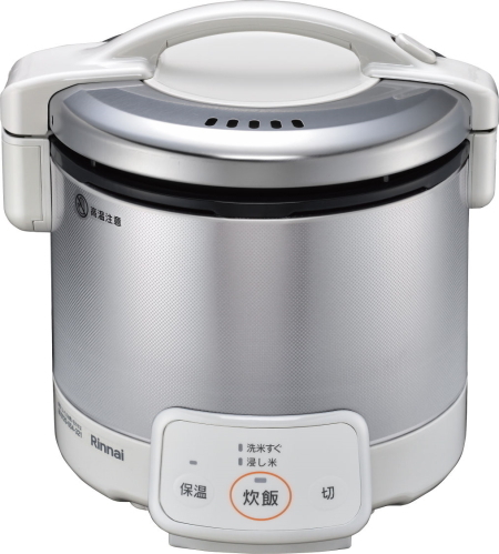 プロパンガス　リンナイ 家庭用ガス炊飯器 0.54L 0.5～3合 ジャー付 RR-030VQ(Ｗ) グレイッシュホワイト