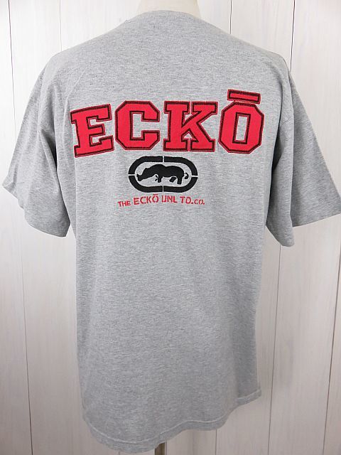 エコーアンリミテッド　ECKO　UNLTD.　半袖Tシャツ　グレー　刺繍入り　XL_画像1
