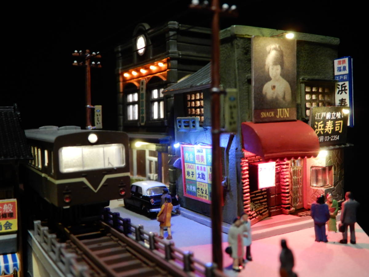 1/150 ジオラマ『昭和の街並み』賑やかな下町の情景/西町商店街 ☆LED