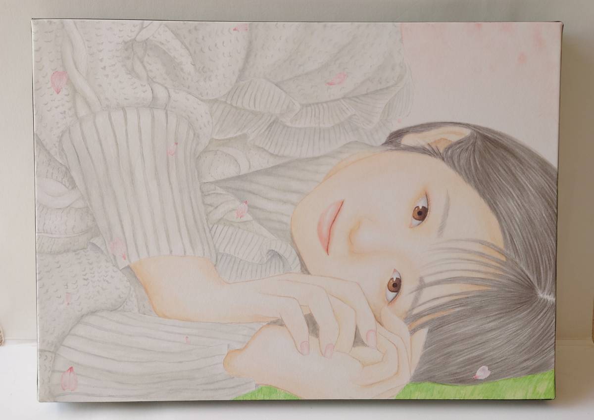 お気に入り 真作 窓辺 水井友仁 F4サイズ 額付き 水彩画 人物画 美人画